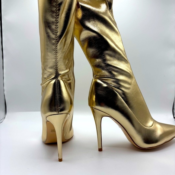 CAMSSOO Women's Thigh High Boots Side Zip Pointed Toe Fashion Stiletto Size 7.5 - Picture 6 of 7